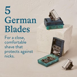 Harry's Razors for Men - Men's Orange Razor + 3 Razor Blade Refills, 5 Blade Razors for Men, 3 Razor Head Refills