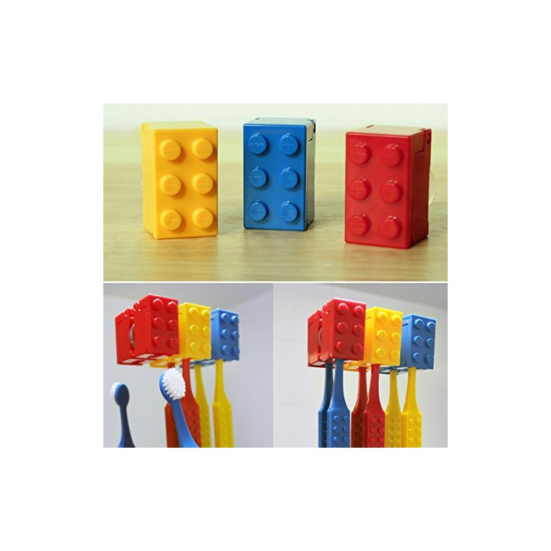 3pcs Brick Design Toothbrush Case Cover Holder Set for Office,