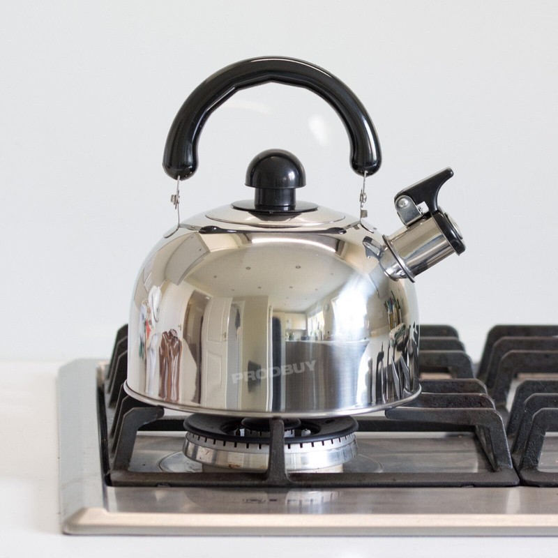 1.8 Litre Stainless Steel Whistling Kettle Hob Gas StoveTop Caravan