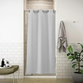 River Dream Stall Waffle Weave Shower Curtain with Snap-in Liner,Cotton Blend Fabric Heavy Duty,No Hooks Needed Shower Curtain for Bathroom,Hotel Quality Shower Curtain Set,Grey,36x74 inches