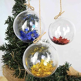 20 Pack 2.75-Inch Clear Plastic Fillable Ornaments Ball, for Christmas, Wedding, Party, Home Decor Clear Ornaments Plastic Fillable Ball for Christmas