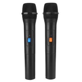 V16U Microphone, 2 in 1 VHF USB Receive Handheld Mic Black HF Metal Dual Cordless for Karaoke Live Performances Meetings Churches Schools