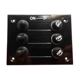 Pactrade Marine Boat 3 Gang Bakelite Plate Switch Panel with 5A Fuses Neoprene Toggle