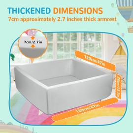 Foam Ball Pit for Toddlers - CALEPTONG 47.2 Inch Large Square Ball Pit for Kids, 2.7 Inch Thickened Wall Baby Ball Pit, Soft Ball Pool Without Balls, Indoor and Outdoor Playpen for Boy Girls