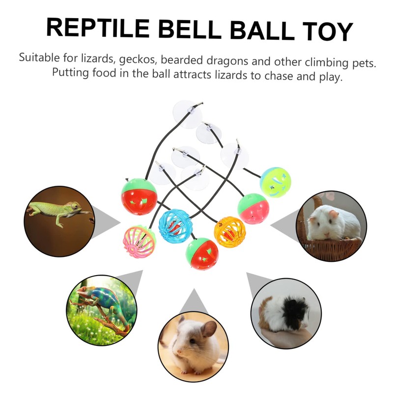 Sosoport Compact Reptile Bell Balls 7 Pack Sucker Toys for