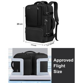 Vancropak Carry on Backpack, 47L Expandable Extra Large Travel Backpack with 3 Packing Cubes, Flight Approved Water Resistant Luggage Suitcase Weekend Duffle Bag Overnight Daypack for Men Women, Black