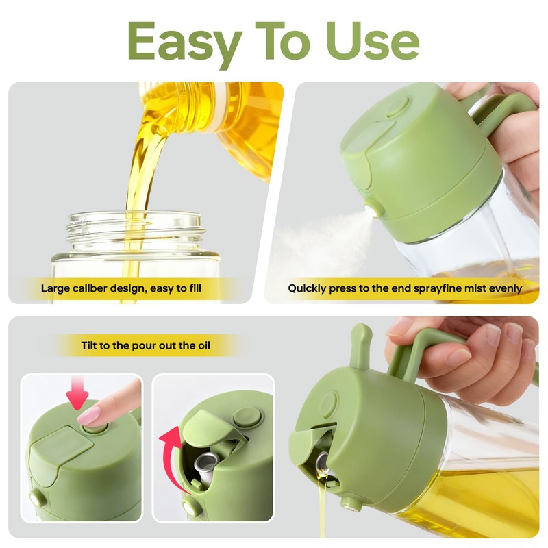 RMNJPW 2Pcs Glass Oil Sprayer for Cooking 16oz/470ml, Kitchen Gadget