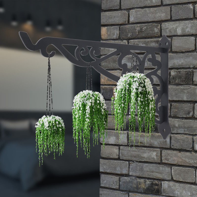 Outdoor Hanging Bracket Black Iron Multifunctional Decorative Plant Hanger for