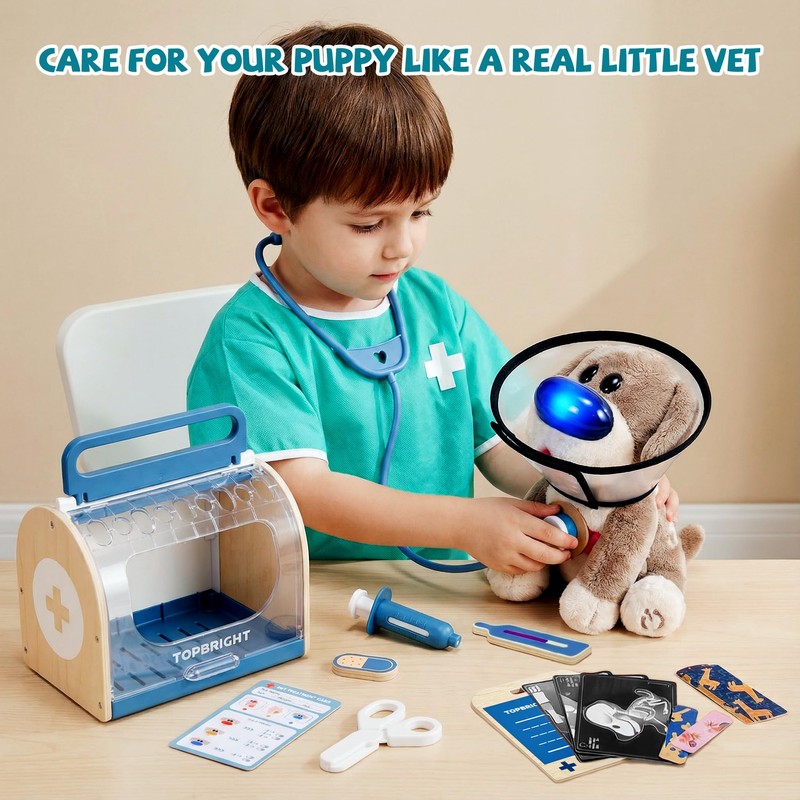 Interactive Dog Vet Set, Play Veterinarian Set for Kids, Birthday