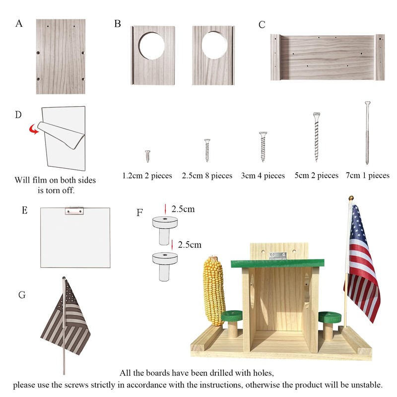 Whesamy Wood Squirrel Feeder for Outside, Squirrel Picnic Table Feeder