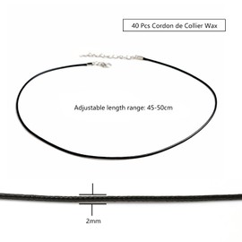 VEGCOO 40 pezzi cordino per collana in pelle artificiale collana a moschettone in corda intrecciata fai da te accessori per collana unisex (nero) 2.0 mm SG-ZQ026-IT