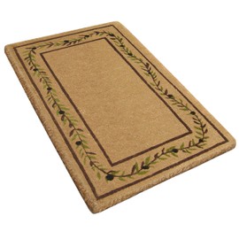 Nedia O2227 Not Applicable Heavy Duty 22" x 36" Coco Mat Olive Branch Border, Plain , White