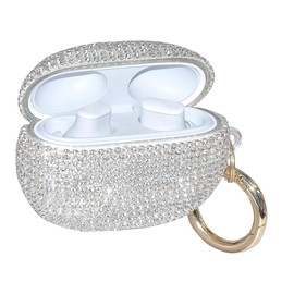 Pretaco for Beats Studio Buds Wireless Bluetooth Headphones Case, Sparkling Premium Diamond Headphone Cover, Full Protection Shock and Scratch Resistant Protective Case for Women and Girls White