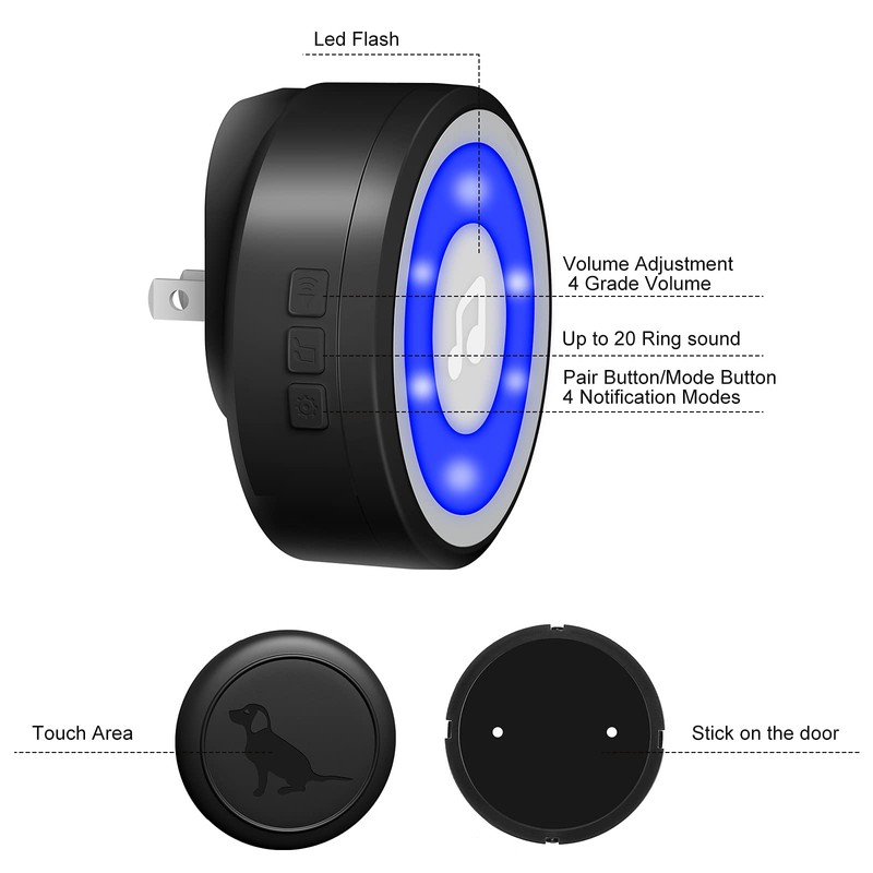 Wireless Dog Doorbell, Dog Bells for Potty Training IP65 Waterproof