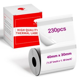 Phomemo M110 M120 M200 M220 M221 Transparent Labels, Rectangular Thermal Label Thermal Printer Labels for Price, Name, Address, Logo, Barcode, 40 mm x 30 mm, 230 Labels, Printed in Pink