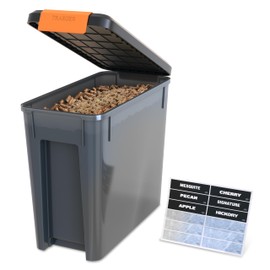 Traeger Grills BAC637 Stay Dry Pellet Storage Bin with Locking Lid, 22lb Capacity Wood Pellet Container with Flavor Stickers, Stackable Design, Airtight Storage for Grill Pellets