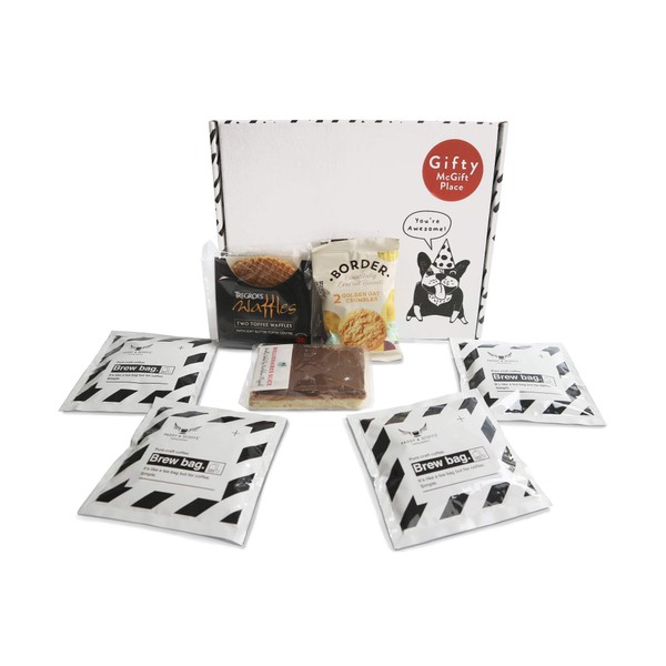 Coffee Brew Bags Gift Hamper - Paddy & Scotts Coffee Brew Bags, Toffee Waffles, Millionaires Shortbread, Borders Biscuits