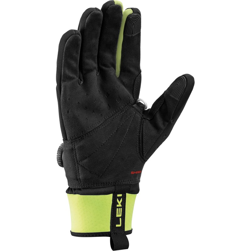 LEKI PRC Boa Shark Gloves, Black/Neon Yellow, EU 7.5