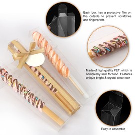 COTOPHER 60 Pcs Clear Pretzel Rod Boxes 1x1x8 Inches Chocolate Covered Pretzels Rod Box Clear Gumball Boxes for 8, Transparent PET Plastic Gumball Tube Clear Favor Boxes