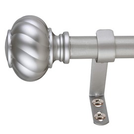 Decopolitan 1" Twist Knob Curtain Rod, 18 to 36 Inches, Antique Silver