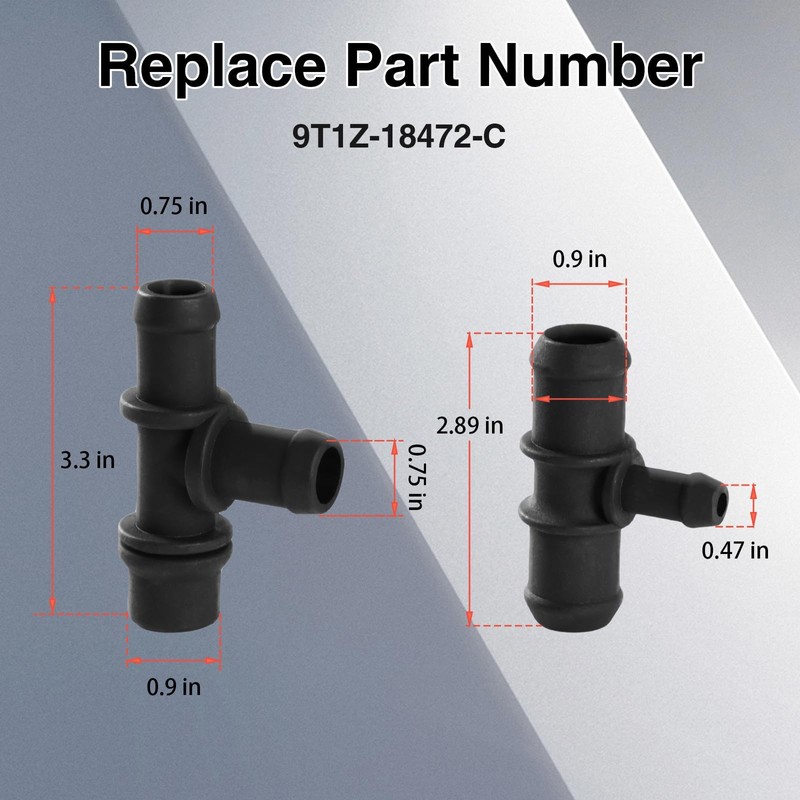 FUSCH 2PCS HVAC Heater Water Hose Tee Connector Compatible with