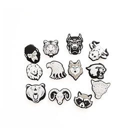 12 Pcs Black and White Animal Face Shoe Charms Fits Crocs Shoes or Shoe & Bracelet Wristband Party Gifts