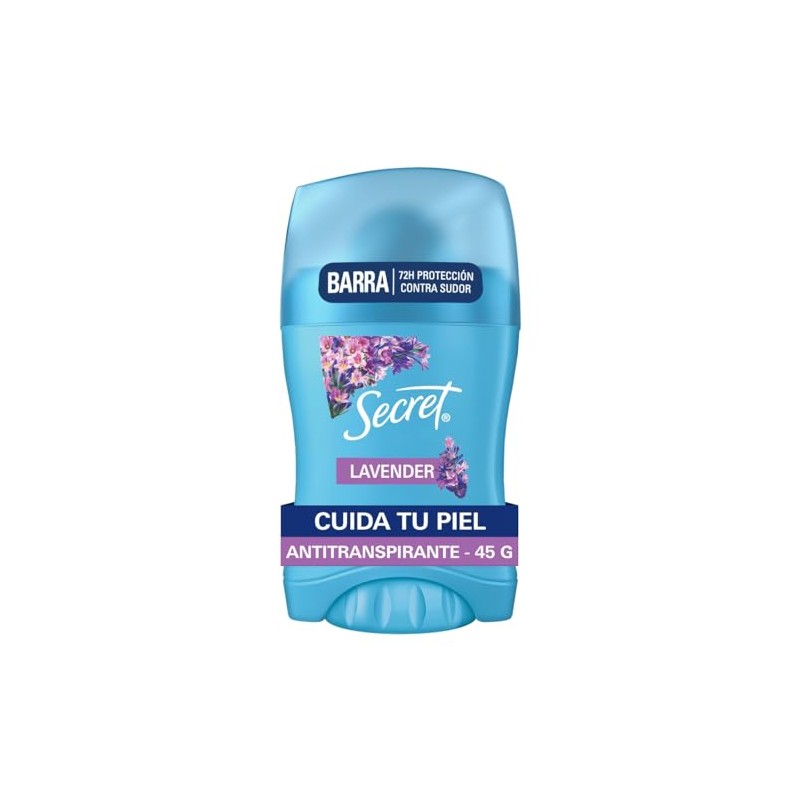 Secret, Antitranspirante Mujer, Barra Invisible, Aroma a Lavanda, 45g