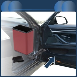 INFINAUTO Auto-Mülltonne Vordersitze Rücksitze 3,9" Länge 2,4" Breite 5,5" Höhe Auto-Müllbehälter Kunstleder ABS Weinrot Hängend