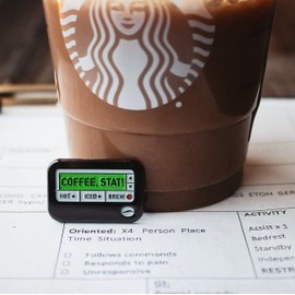 Coffee Stat Pager Enamel Badge Reel Pin | Cute Nurse Doctor Tech Healthcare Medical Gift