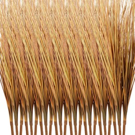 Tigeen 12 Pcs Artificial Plants Tall Onion Grass 33 Inch Greenery UV Resistant Outdoor Faux Tall Grass Plants for Home Indoor Outdoor Fake Shrubs Flowers Room Vase Planters Decor (Brown)