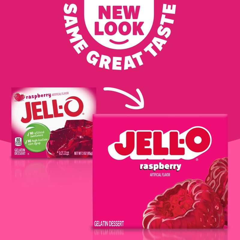 Jell-O Raspberry Gelatin Dessert Mix, 3 oz Box (Pack of