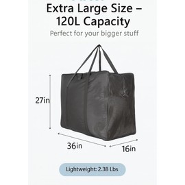 Extra Large Foldable Duffel Bag for Travel – Heavy-Duty Cargo Bag with Zippers & Reinforced Handles, TSA Approved, Water-Resistant, Security strap 36x27x16inch, load up to 120 lb