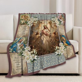 Virgin Mary Blanket Virgin Mary Throw Blanket Stuff Decor Merch Cozy Flannel Soft Warm Plush Lightweight Bedding Gifts for Girl Woman Sofa Bedding Couch 50"X40"