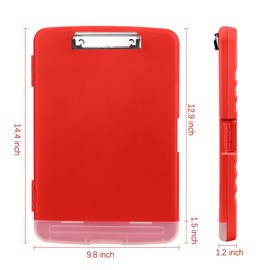 Meiikun Clipboard with Storage, Plastic Clipboards 8.5x11 with Pen Holder, High Capacity Nursing Clipboard Folder, Side Opening Storage Clip Board for Office Work Nurses Teachers (Red)