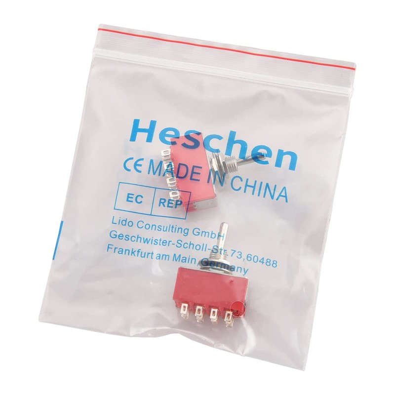 Heschen MTS-402 ON-ON 4PDT Miniature Toggle Switch, 12 Pin, 2A,