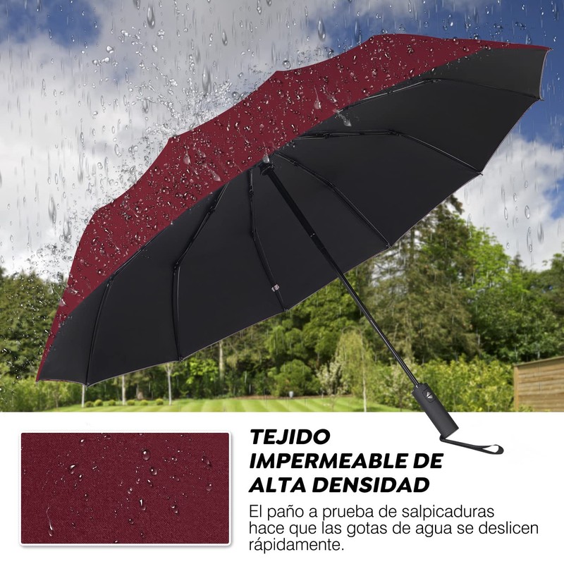 LORISKORS | TERPORT Paraguas Plegable de Automático para Sol, Resistente