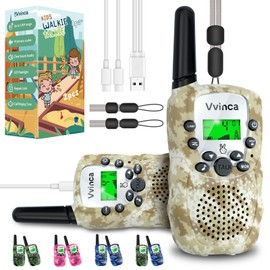 Vvinca Walkie Talkies Rechargeable 2 Pack, Army Toys for Boys Girls Ages 3-13, 3KM Long Range Kids Walkie Talkie 2 Way Radios 22 CH with Flashlight Birthday Gift for Outdoor Military Camping