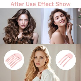 Flomiara 2Pcs Volume Hair Clips, Wind Shaping Styling Combs for Fluffy Bangs, 3/6 Teeth Puffy Lazy Hair Clip High Crown Volume Tools Set, No-Trace Easy Women Men Natural Volumizing Comb, Pink