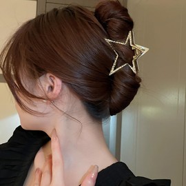 Wiwpar Gold Metal Star Hair Claw Clip Star-Shaped Hair Clamps Star Hair Claw Clip Star Hair Jaw Clips Strong Hold Hair Clip Cute Hair Accessories for Women Girls Party Wedding Hairpin (Gold)