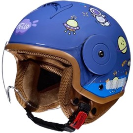 Retro Kids 3/4 Motorcycle Half Helmet,DOT Approved Toddler Vintage Open Face Electric Scooter Go-Kart Dirt-Bike ATV Helmet,Youth Child Moped Bicycle Vespa Helmet for 2-14 Years Old(Blue)