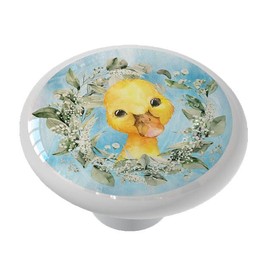 Gotham Decor Baby Duckling with Baby Breath Wreath Ceramic Drawer Knob