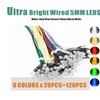 5mmプリワイヤ12ボルトLEDダイオードライト ホワイト レッド ブルー グリーン イエロー ワームホワイト CR150514E160