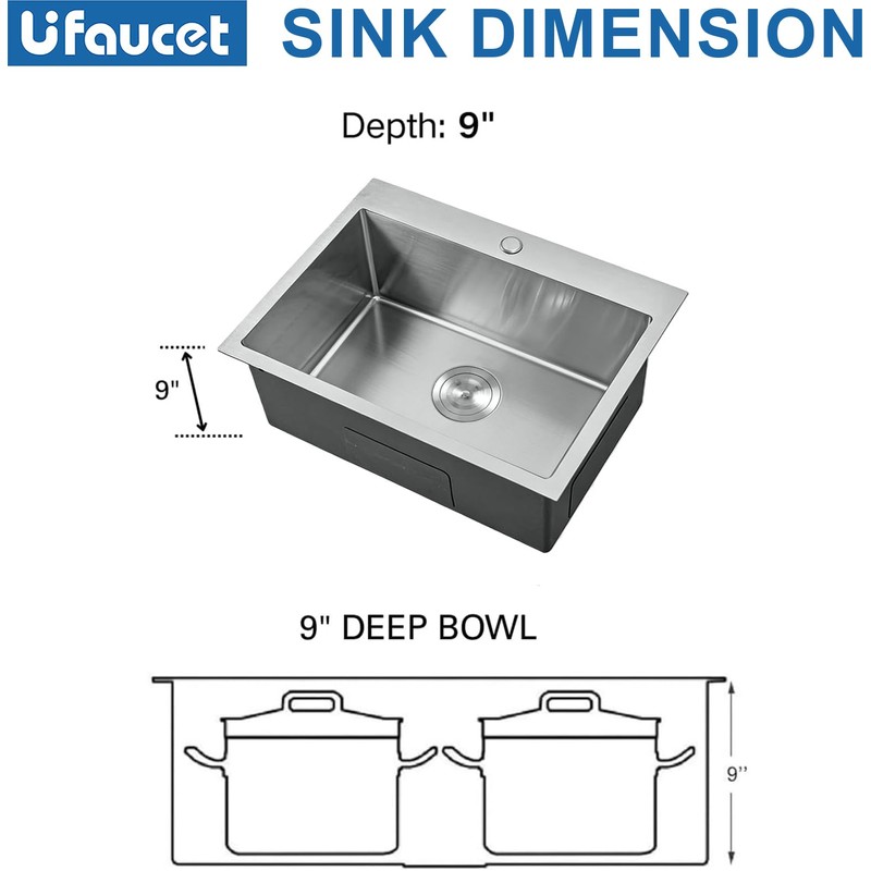 20 Inch Drop In Kitchen Sink, 20 x 16 Stainless