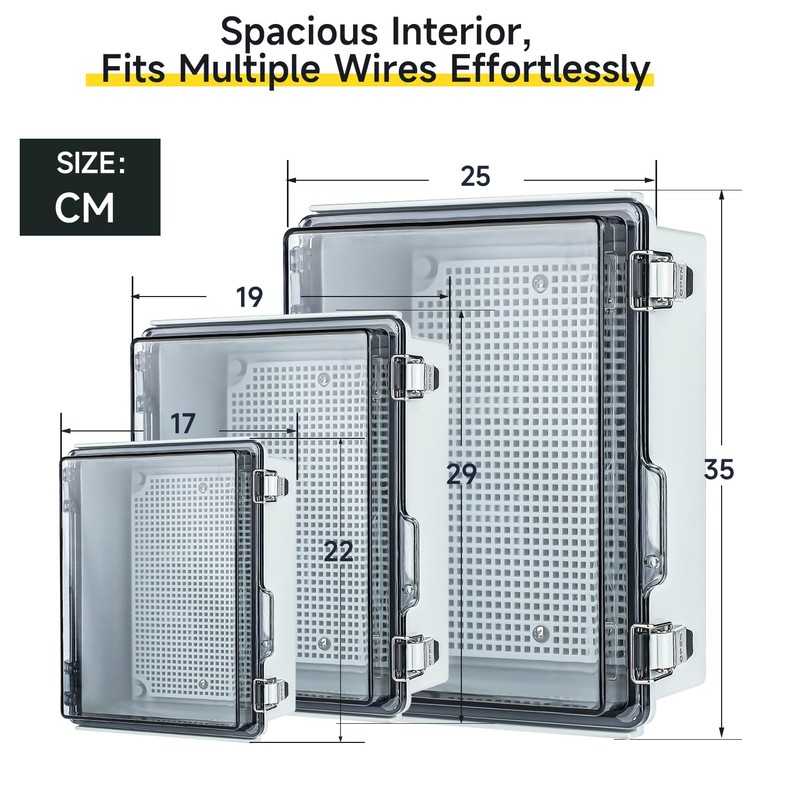 Large Waterproof Electrical Junction Box, IP67 Waterproof Clear ABS Plastic