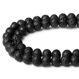 XIANNVXI Natural Stone Black Lava Beads for Threading with Hole Round Crystals Gemstones for Threading Beads for Bracelets Chains DIY Jewellery Crafts 8 mm (Approx. 47 Pieces