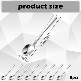 8 Pack Mini Stainless Steel Spoons for Spice Jars,7.5 cm Tiny Spoons, Cute Small Scoops for Spices, Salt