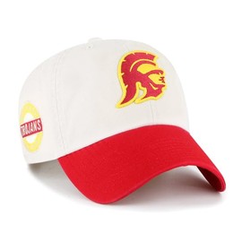 '47 USC So Cal Trojans Mens Womens Sidestep Clean Up Adjustable Strapback Bone White Hat with Team Color Logo