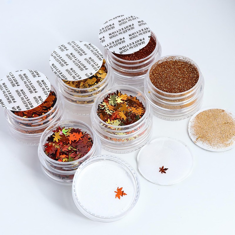Thanksgiving Maple Leaf Glitter Nails Art Sequins 3D Fall Maple