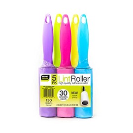 Smart Design Mini Lint Rollers – Set of 5, 150 Sheets Total – Easy-to-Use Lint Roller for Pet Hair Removal, Cleaning Floors, Carpet, Cars & Other Debris
