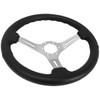 VSW S6 Steering Wheel, Black Leather 6 Bolt Brushed Slotted